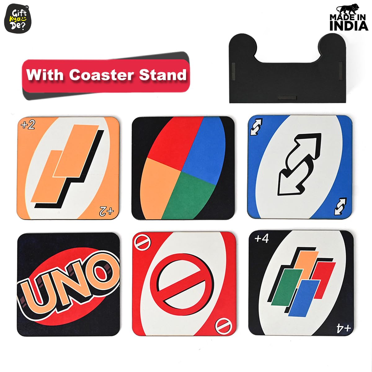 Coaster Set of 12 | Wooden Square Coasters with Proper Coaster Stand | Designer Coaster Set