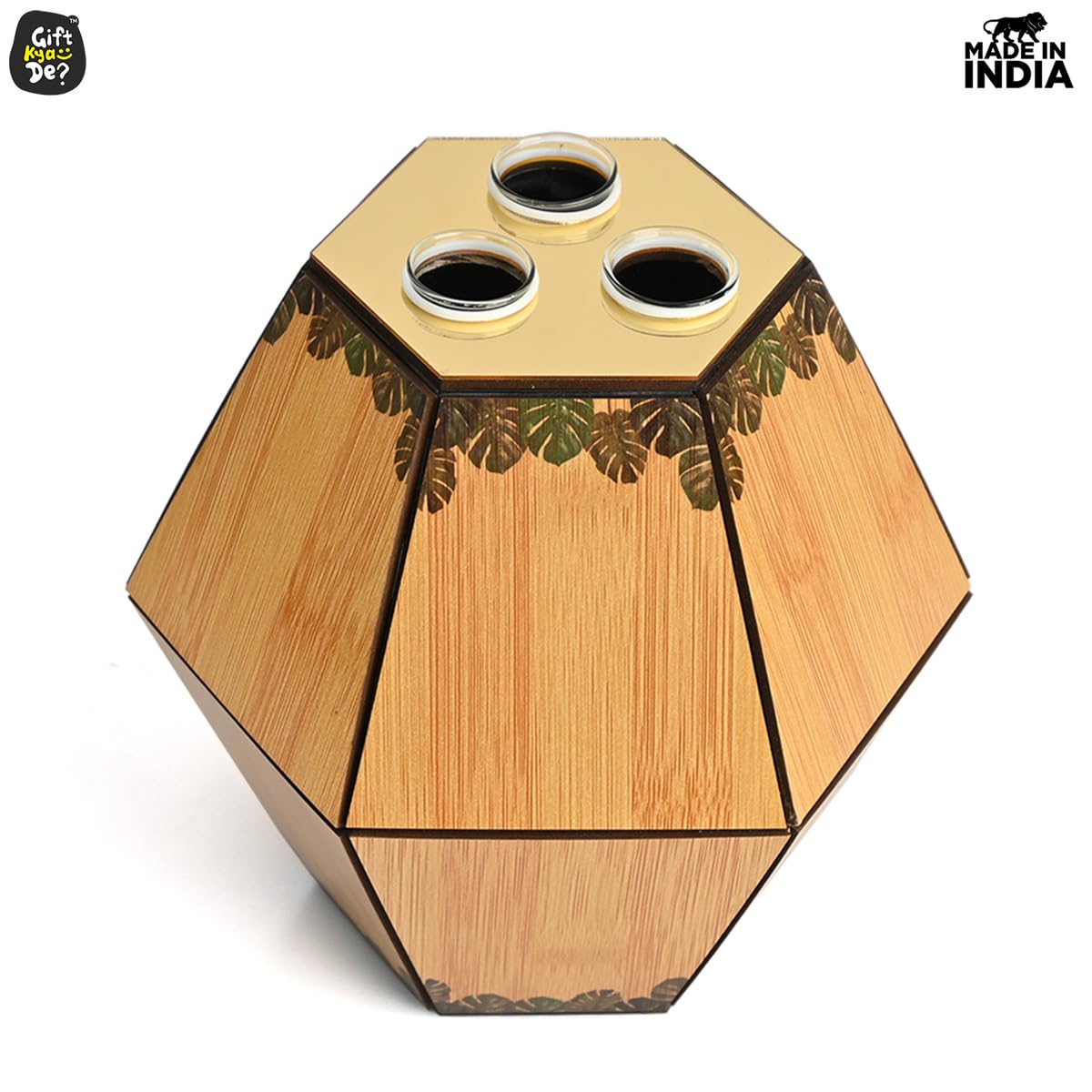 Test Tube Planter with Wooden Holder / Calendar 2025, Table Top Decor Planters | Hexagon Design | Corporate Gifts