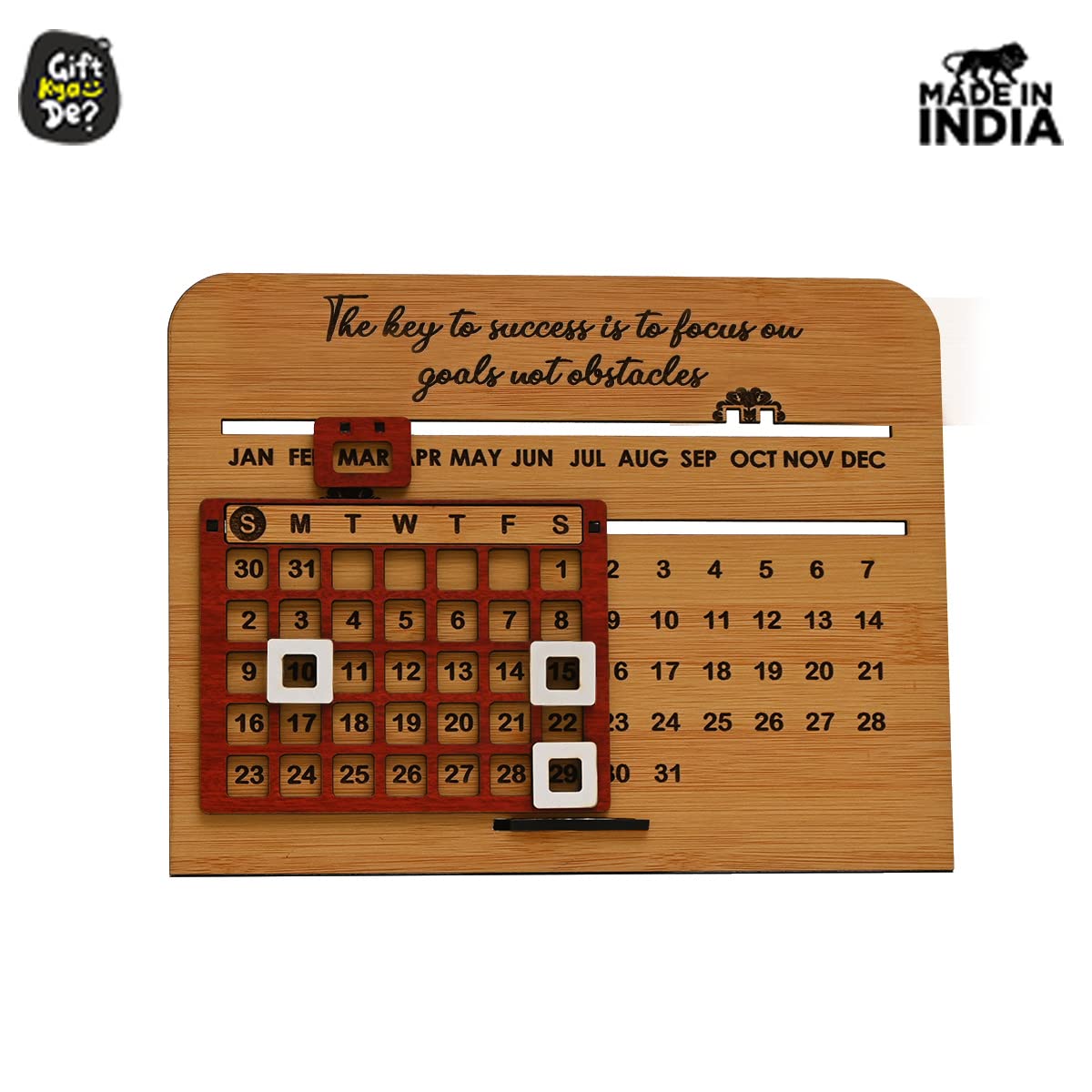 Wooden Lifetime Motivational Quote Desk Calendar | Table Calendar For Office & Home | Eco Friendly