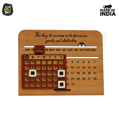 Wooden Lifetime Motivational Quote Desk Calendar | Table Calendar For Office & Home | Eco Friendly