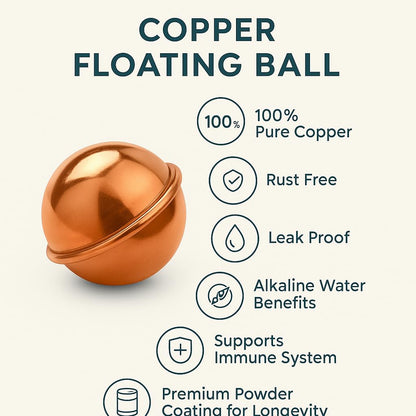 Musthome Copper Water Bottle Alternative Ayurvedic Organic Pure Copper Ball, 99% Purity