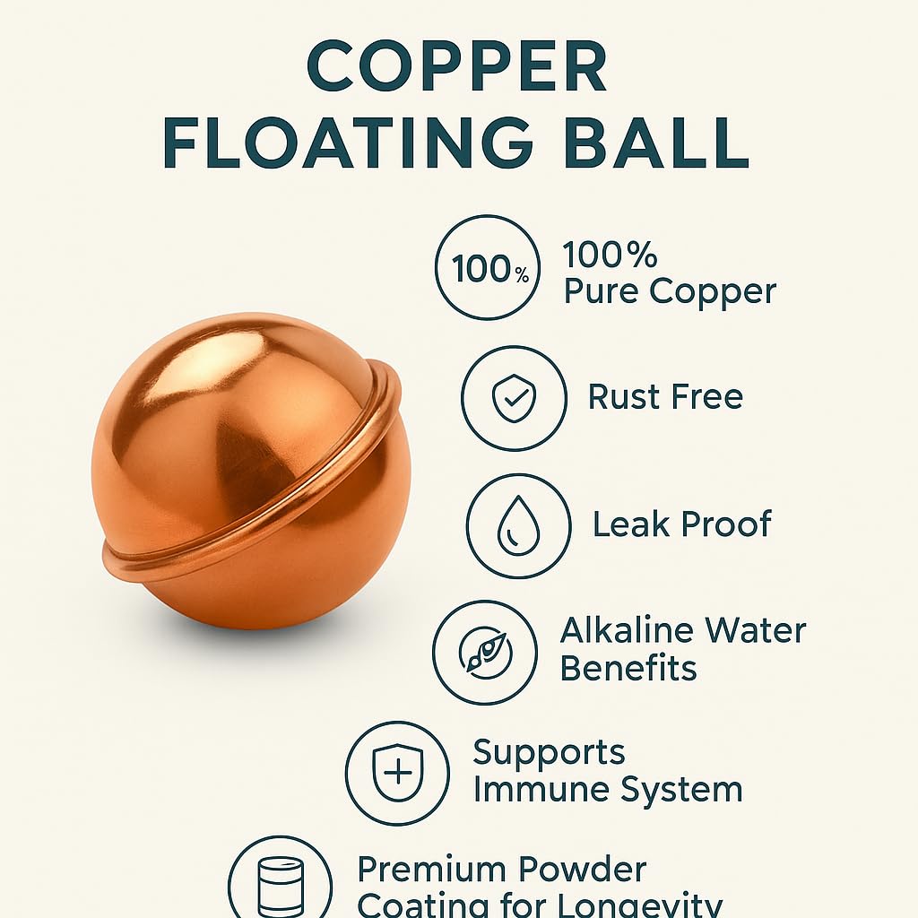 FusionEdge Home Copper Water Bottle Alternative Ayurvedic Organic Pure Copper Ball, 99% Purity