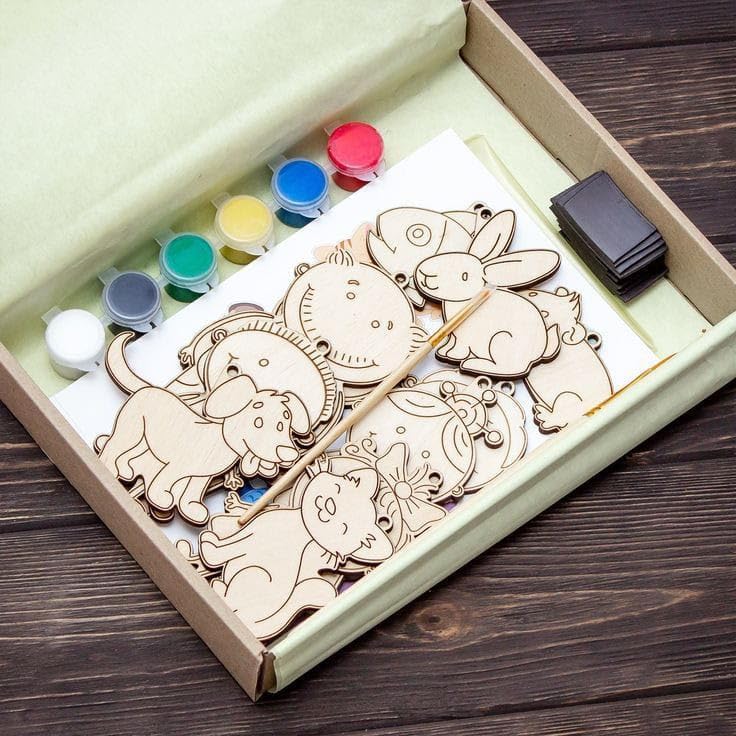MustHome | DIY Wood Paint Kit for Kids | Animals Wooden Cutouts