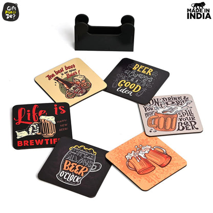 Square Quotes Coaster Set of 6 With Coaster Stand | Quotes Coaster Set fit for Tea Cups and Coffee Mugs Also Coffee Lover Gifts