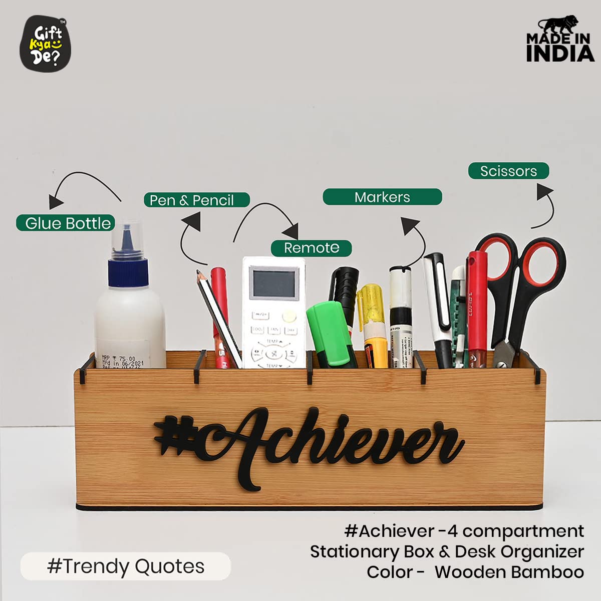 Combo Desk Organizer 4 Compartment | Pen Stand For Office Table | Stylish & Eco-Friendly