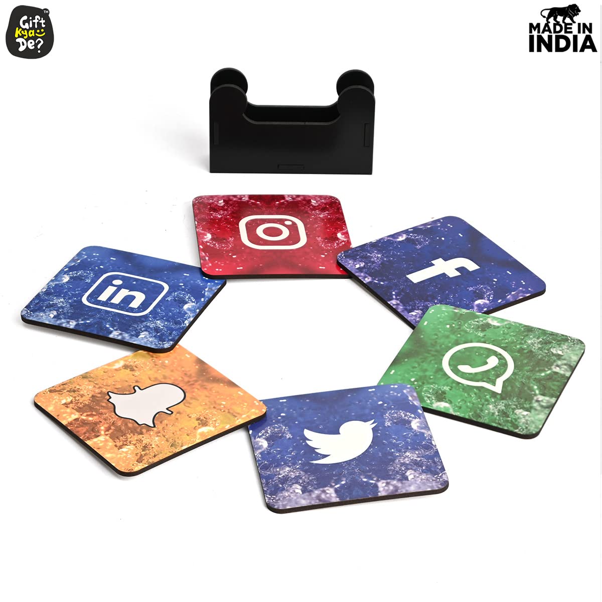 Square Quotes Coaster Set of 6 With Coaster Stand | Quotes Coaster Set fit for Tea Cups and Coffee Mugs Also Coffee Lover Gifts