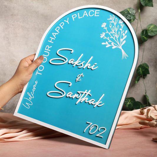 MustHome Name plate for home entrance outdoor | Name plate for house |38x20 cm