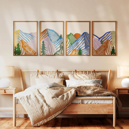 MustHome , 4 Pcs Colorful Abstract Mountain Wall Art, Nature wall decor items