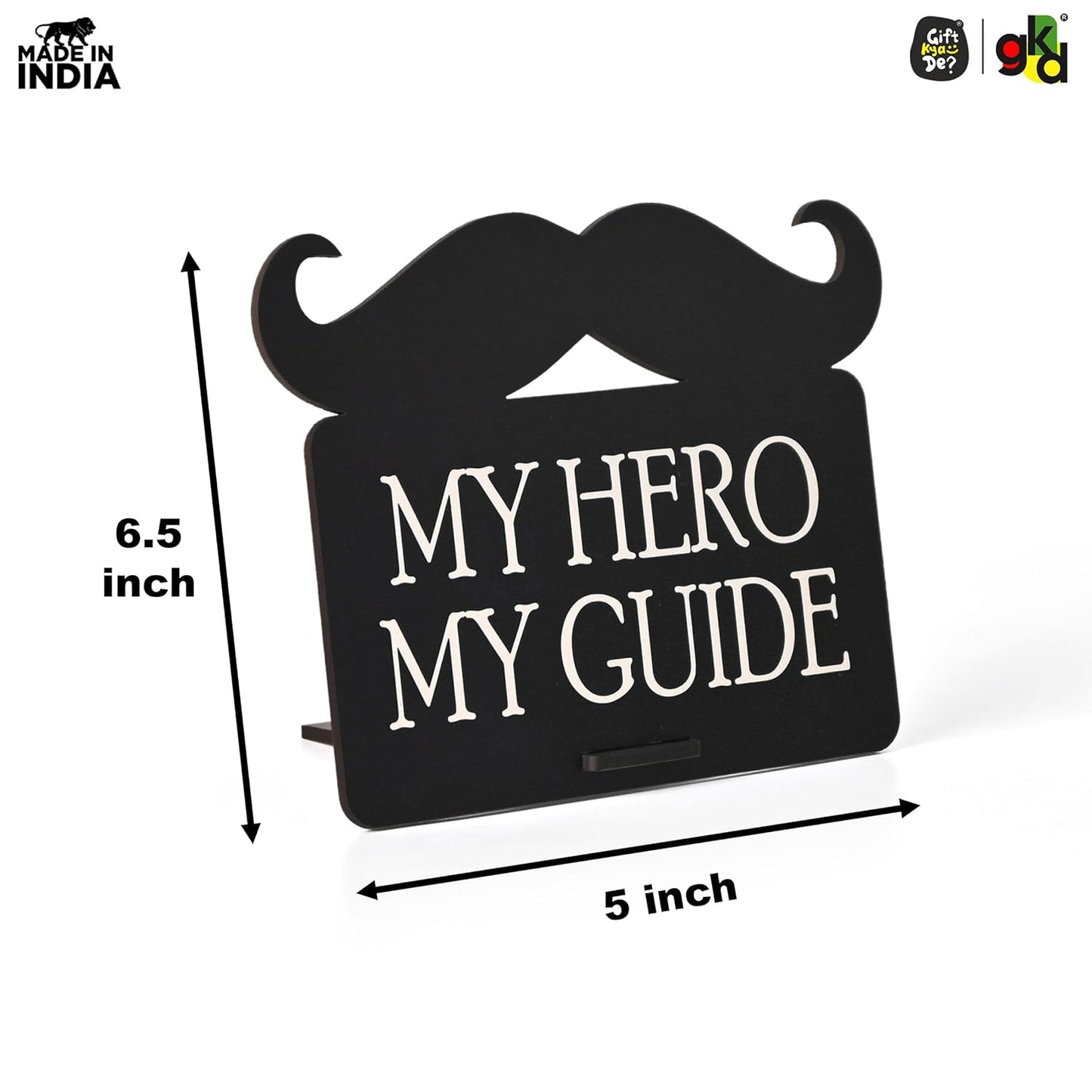 Wooden “My Hero My Guide” Showpiece for Father | Desk Decor Frame | Father’s Day, Birthday Gift for Dad, Papa, Mentor