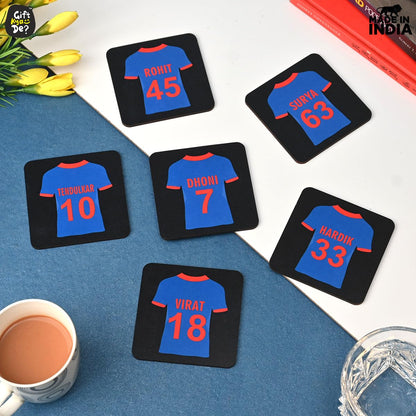 Cricket Themed Coaster Set of 6 with Proper Coaster Stand | Perfect For Tea And Coffee Cups