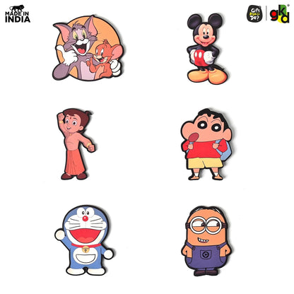 Wooden Fridge Magnet Set – Pack of 6 | Cartoon, Emoji & Veggie Designs | Cute, Fun & Durable Refrigerator Magnets