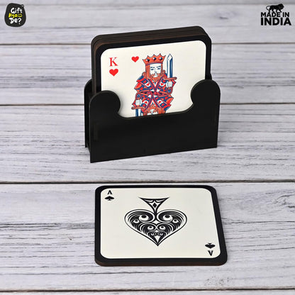Square Coaster Set of 6 with Proper Coaster Stand | Designer Coaster Set fit for Tea Cups, Coffee Mugs and Glasses