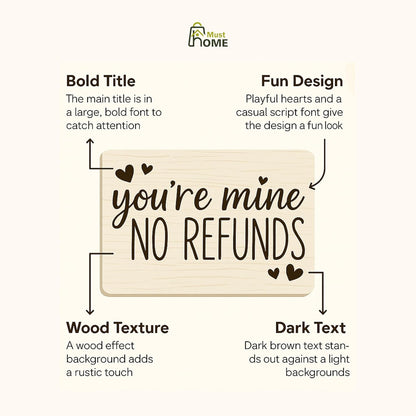 MustHome Gift items for women | You're Mine Wooden Decorative Sign 8cm by 16 cm