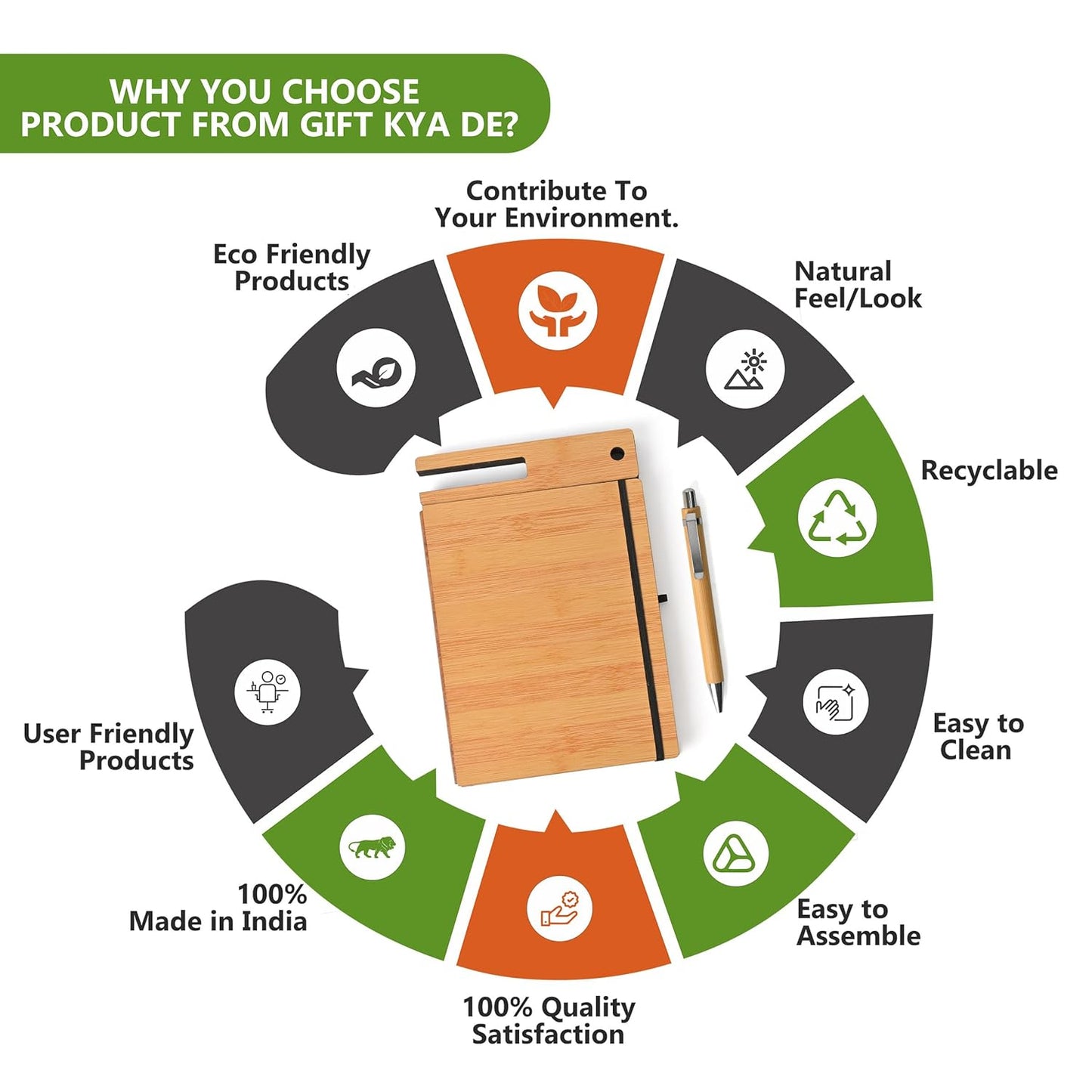 Wooden Smart Diary with Mobile Holder & Pen Stand | Includes Wooden Pen | Useful Gift For Office, Corporate & Personal Use