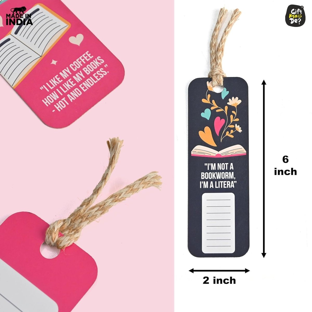 Bookmarks Set of 5 | Beautiful Designs & Quotes | Hard Paper Book Marker With Handmade Tassel Dori