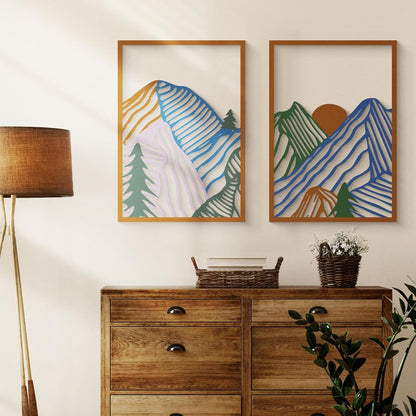 MustHome , 4 Pcs Colorful Abstract Mountain Wall Art, Nature wall decor items