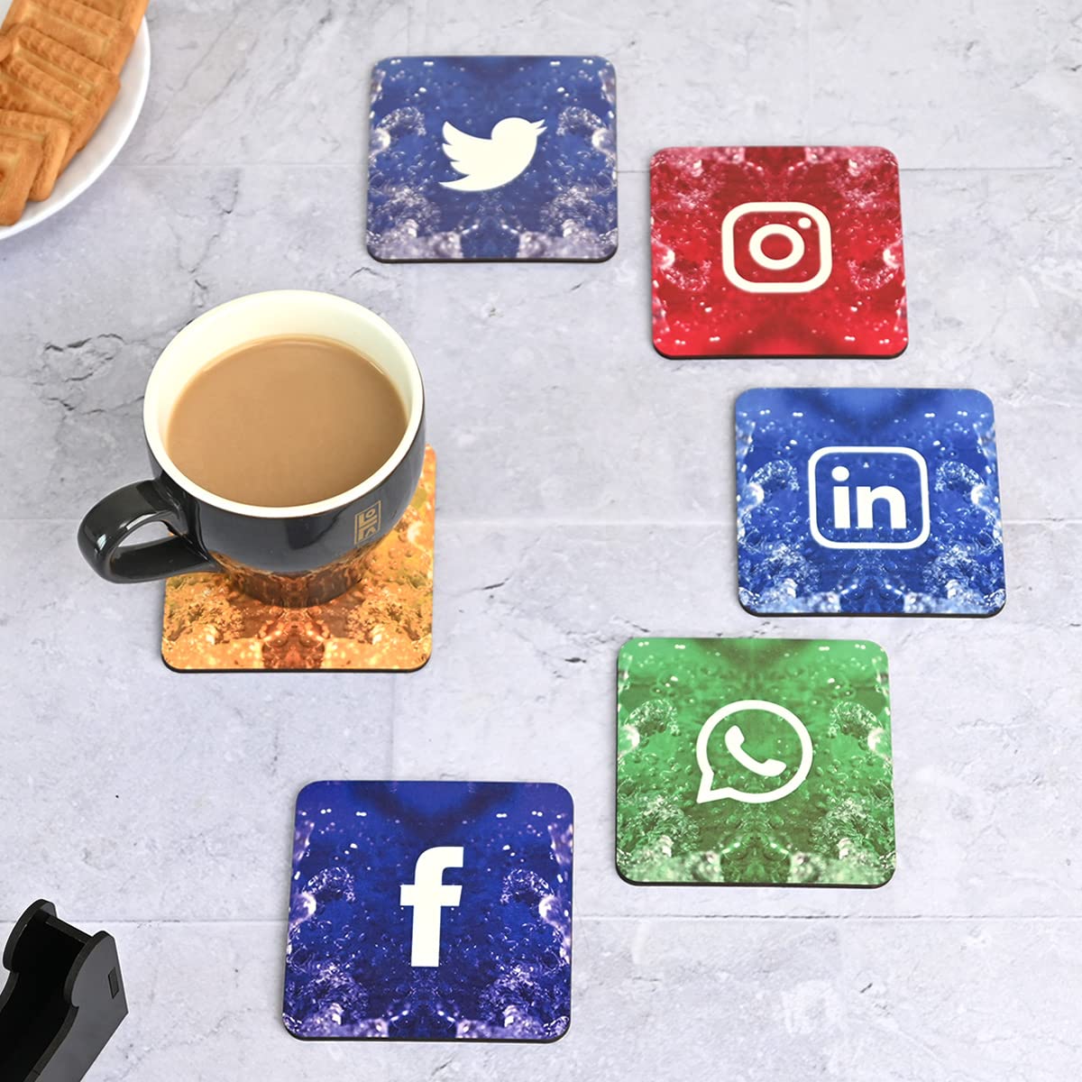 Square Quotes Coaster Set of 6 With Coaster Stand | Quotes Coaster Set fit for Tea Cups and Coffee Mugs Also Coffee Lover Gifts