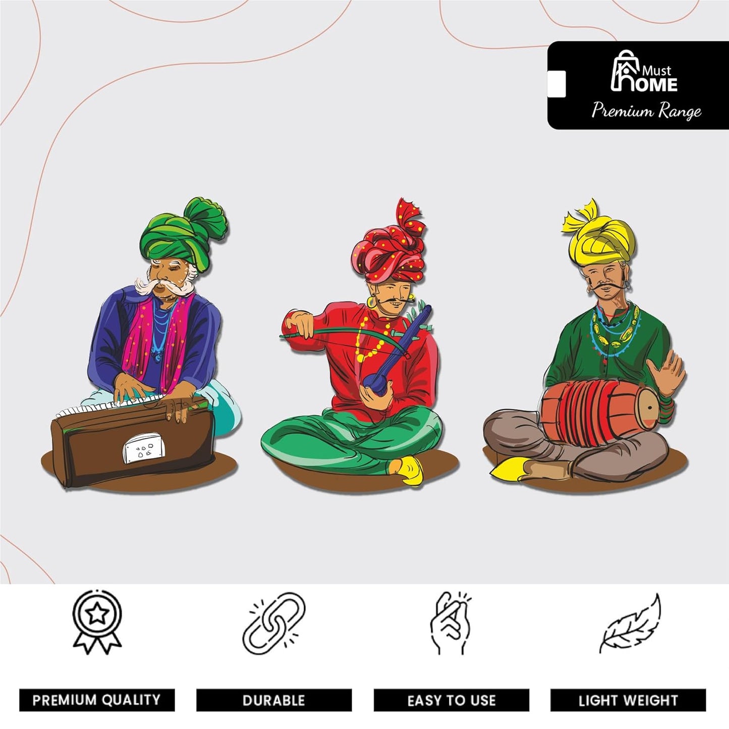 MustHome Fridge Magnet | Indian Theme & Musical Instruments