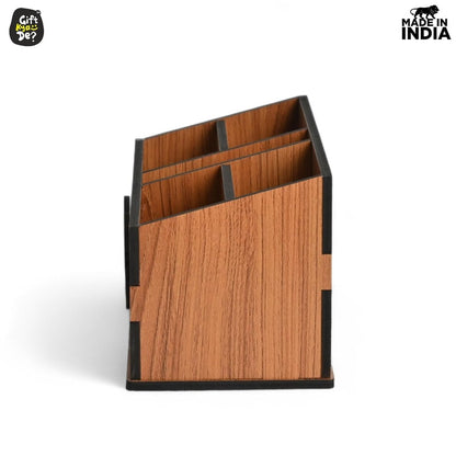 Wooden Remote Stand with 5 Sections | Remote Holder for TV and AC | Stationary Organizer | Ideal for Home and Office