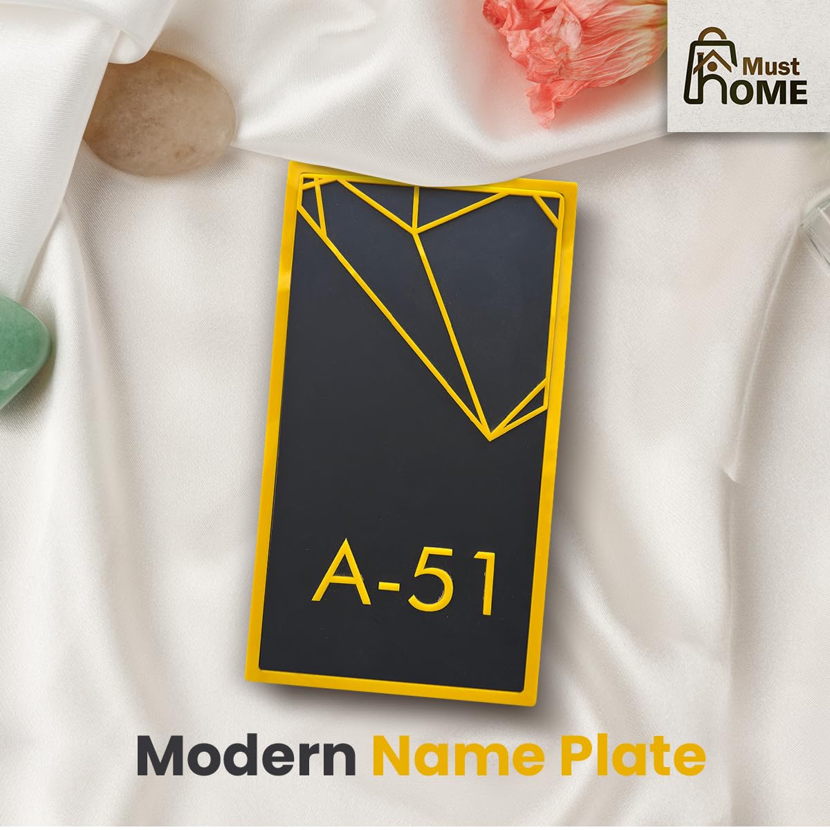 Musthome Wood Personalized Name Plate with 3D Letters |15X30 cm |