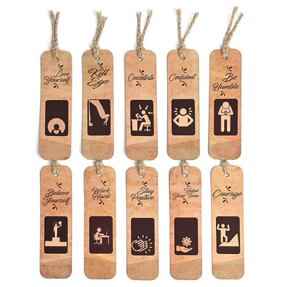 Bookmarks Set of 10 Motivational Quotes | Bookmarks Aesthetic with Hard Paperback | Handmade Tassel Dori (Eco-Friendly 10pc)