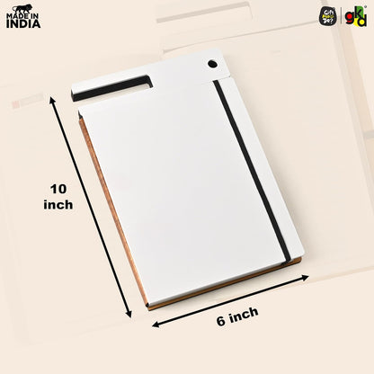 Wooden Smart Diary with White Board & Marker | A5 Notebook with Mobile & Pen Stand | Personal Use, Office & Corporate Gift
