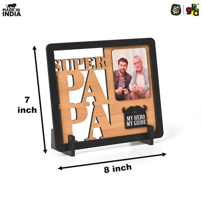 Super Papa Personalized Photo Frame for Father – Wooden Photo Frame Table Top | Father’s Day Gift, Dad Birthday Gift, Gifts for Papa
