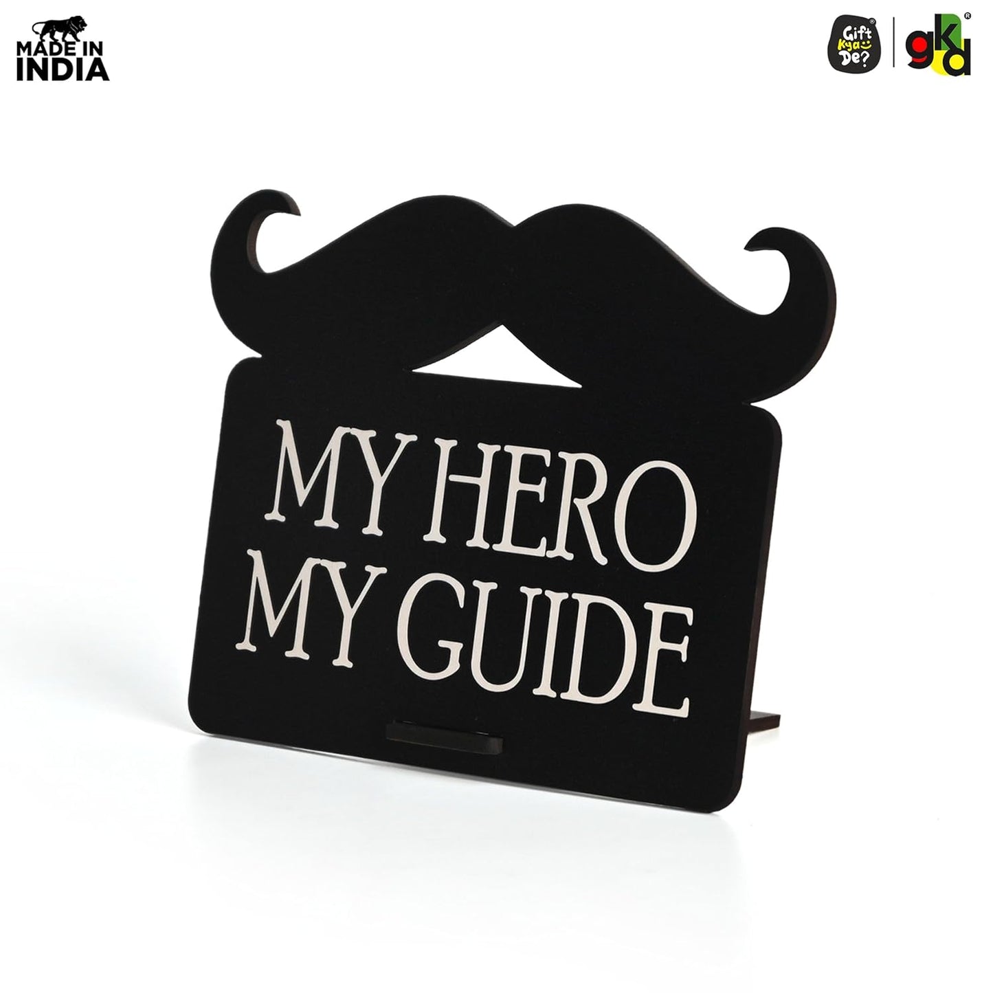 Wooden “My Hero My Guide” Showpiece for Father | Desk Decor Frame | Father’s Day, Birthday Gift for Dad, Papa, Mentor