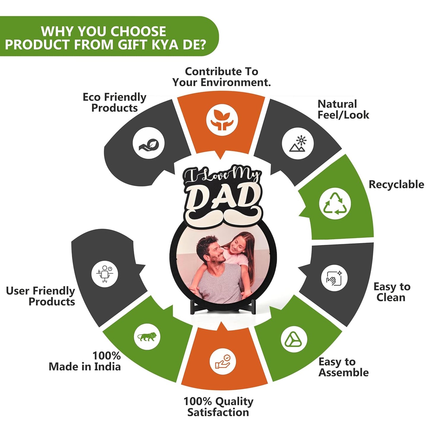 Gift by FusionEdge I Love My Dad Photo Frame - Personalized Gift for Dad | Unique Father's Day Gift, Birthday Gift for Father, Dad Gifts