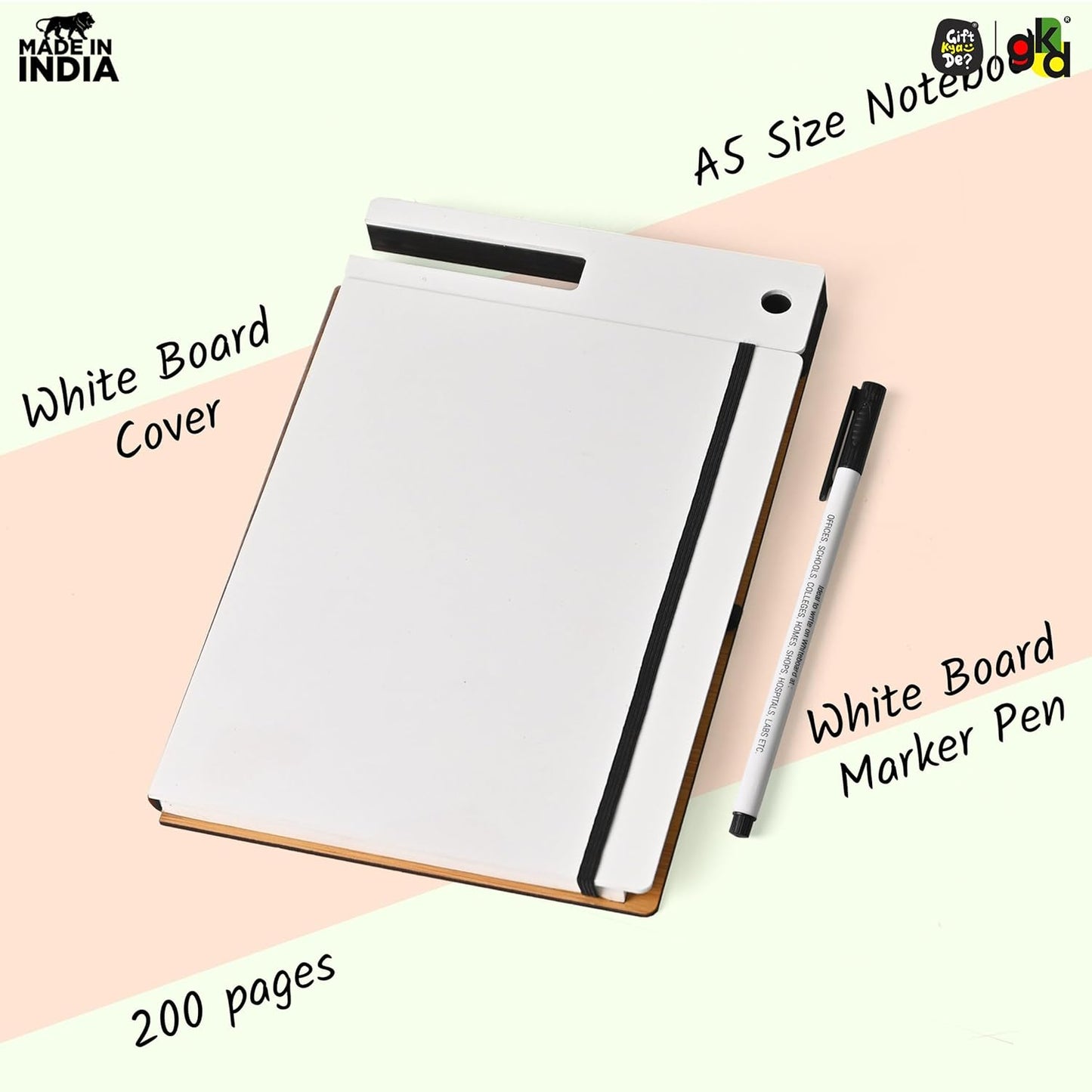 Wooden Smart Diary with White Board & Marker | A5 Notebook with Mobile & Pen Stand | Personal Use, Office & Corporate Gift