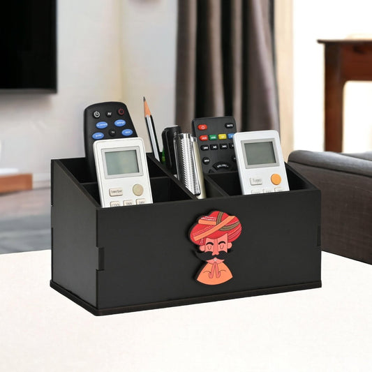 Wooden Remote Stand with 5 Sections | Remote Holder for TV and AC | Stationary Organizer | Ideal for Home and Office