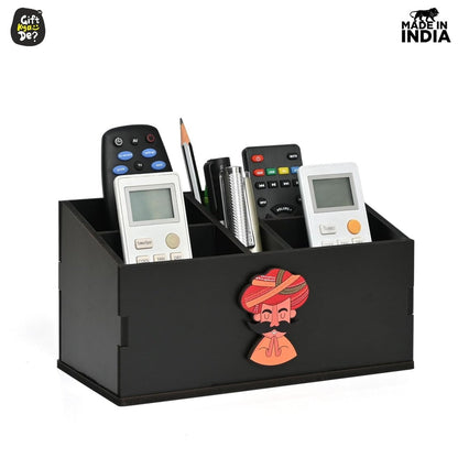 Wooden Remote Stand with 5 Sections | Remote Holder for TV and AC | Stationary Organizer | Ideal for Home and Office