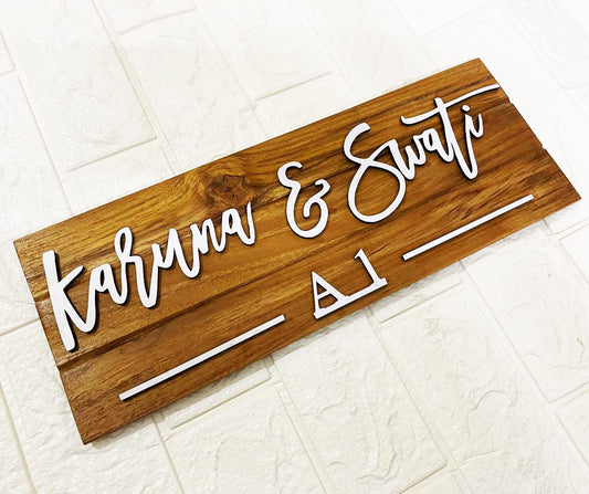 MustHome | Name plate for home entrance | Wood Personalized Name Plate with 3D Letters