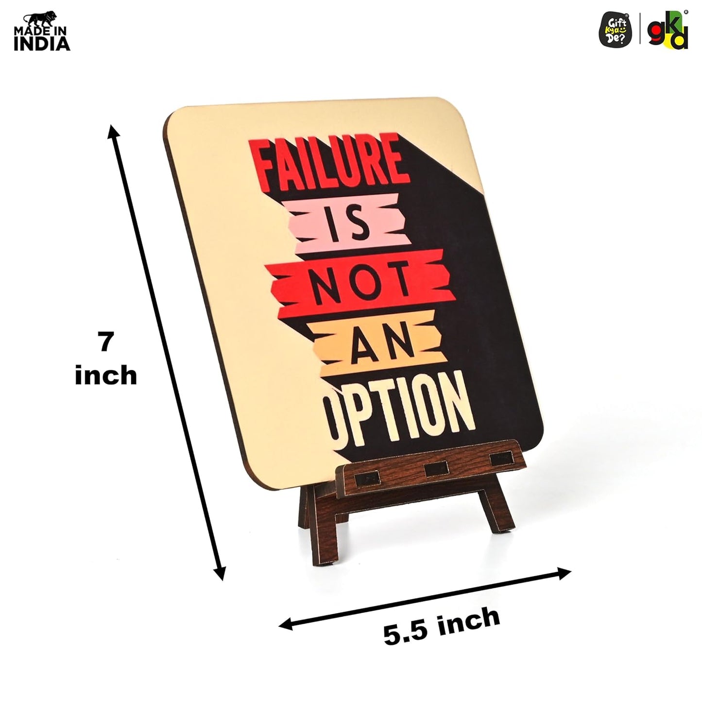 Motivational Table Top Frame for Desk | Inspirational Quotes for Office, Study, Home Decor | 6 Variants | Wooden Frame with Stand