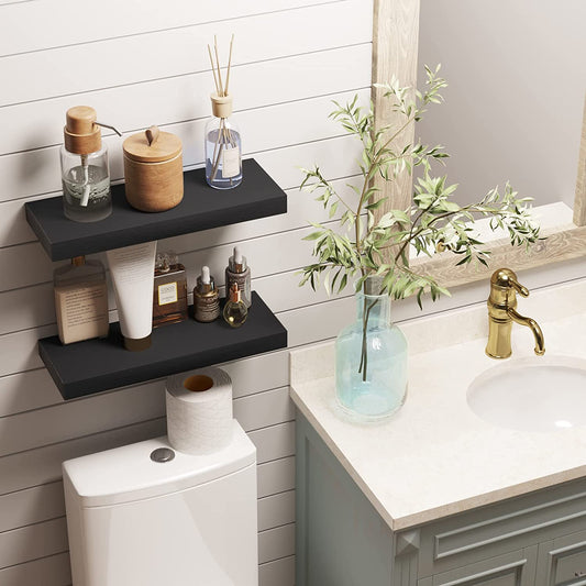 Modern Wood Floating Shelves, for Kitchen Bathrooom (Set of 3)