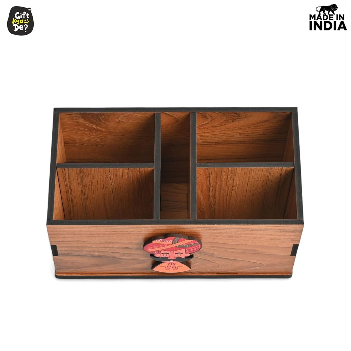 Wooden Remote Stand with 5 Sections | Remote Holder for TV and AC | Stationary Organizer | Ideal for Home and Office