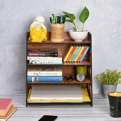 Book Rack 4 Layer Wooden Book Stand for Table | Multipurpose Home Decor Storage Rack & Book Shelf for Wall (DIY)