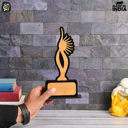 Momento Awards and Trophy for Winner, Beautiful Black and Bamboo Design with Wooden Cutwork, Easy Print and Sticker Paste Your Matter, Eco Friendly Corporate Gifts (Size 10x6)