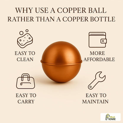 Musthome Copper Water Bottle Alternative Ayurvedic Organic Pure Copper Ball, 99% Purity