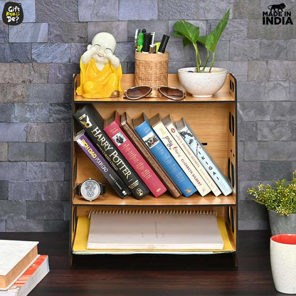 Book Rack 4 Layer Wooden Book Stand for Table | Multipurpose Home Decor Storage Rack & Book Shelf for Wall (DIY)