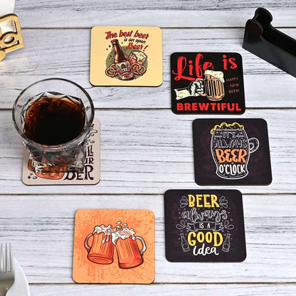 Square Quotes Coaster Set of 6 With Coaster Stand | Quotes Coaster Set fit for Tea Cups and Coffee Mugs Also Coffee Lover Gifts