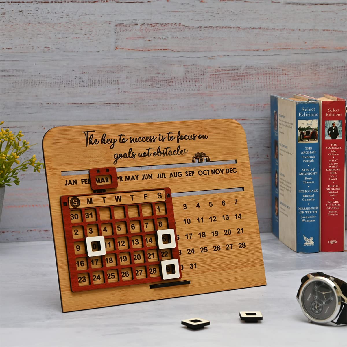 Wooden Lifetime Motivational Quote Desk Calendar | Table Calendar For Office & Home | Eco Friendly