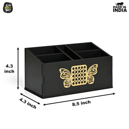 Wooden Remote Stand with 5 Sections | Remote Holder for TV and AC | Stationary Organizer | Ideal for Home and Office