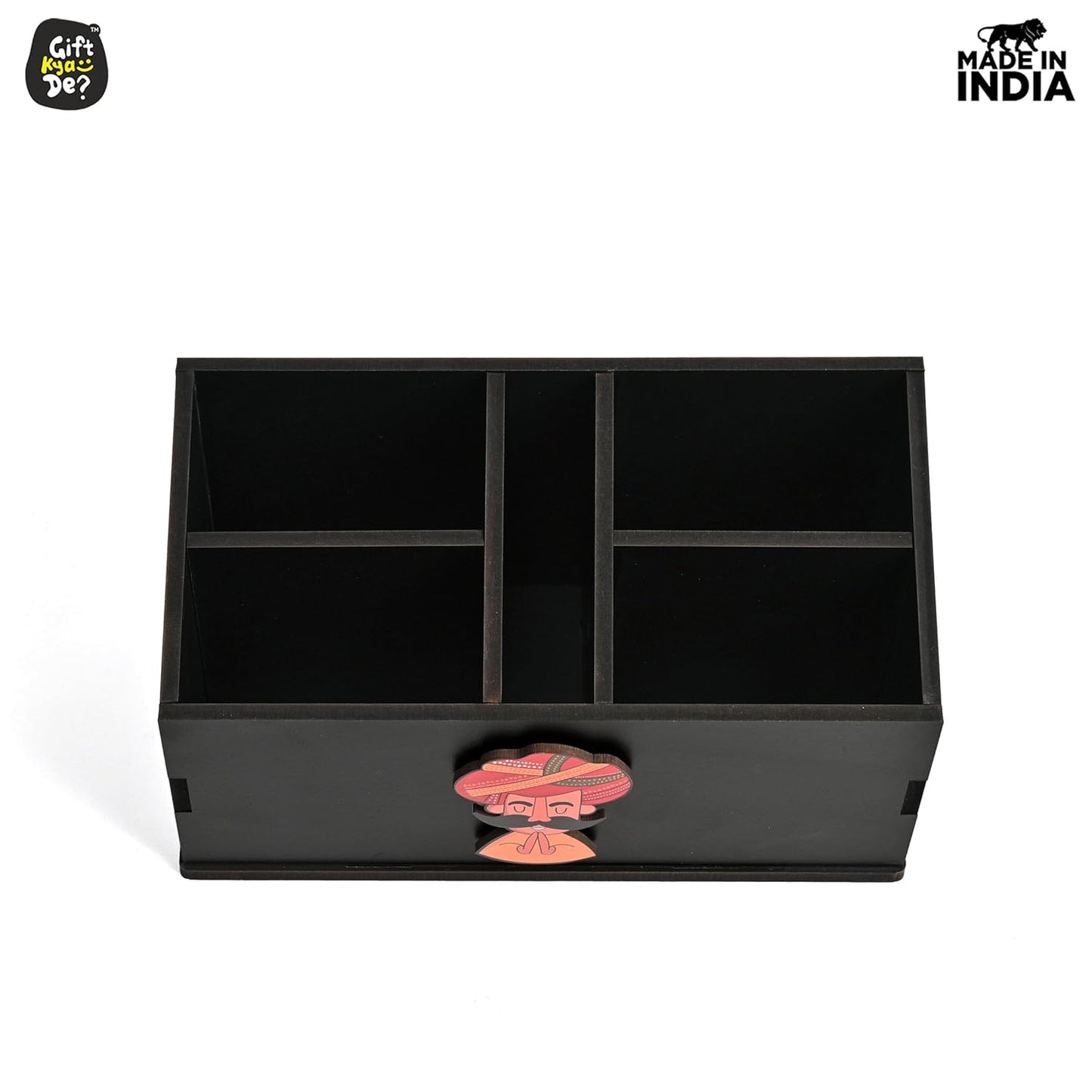 Wooden Remote Stand with 5 Sections | Remote Holder for TV and AC | Stationary Organizer | Ideal for Home and Office
