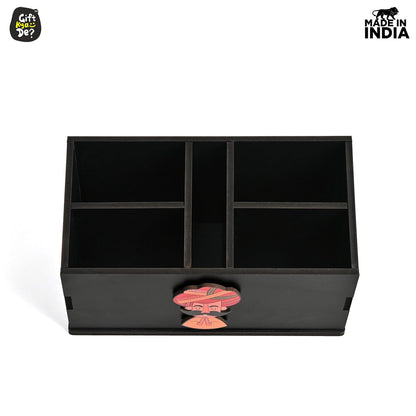 Wooden Remote Stand with 5 Sections | Remote Holder for TV and AC | Stationary Organizer | Ideal for Home and Office