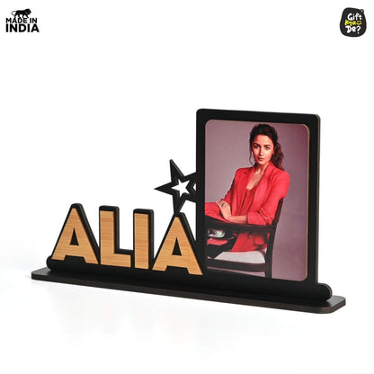 Personalized Wooden Photo Frame with Name and Photo | Gifts for Birthday, Anniversary & Valentine's Day | Table Mount Phone Frame