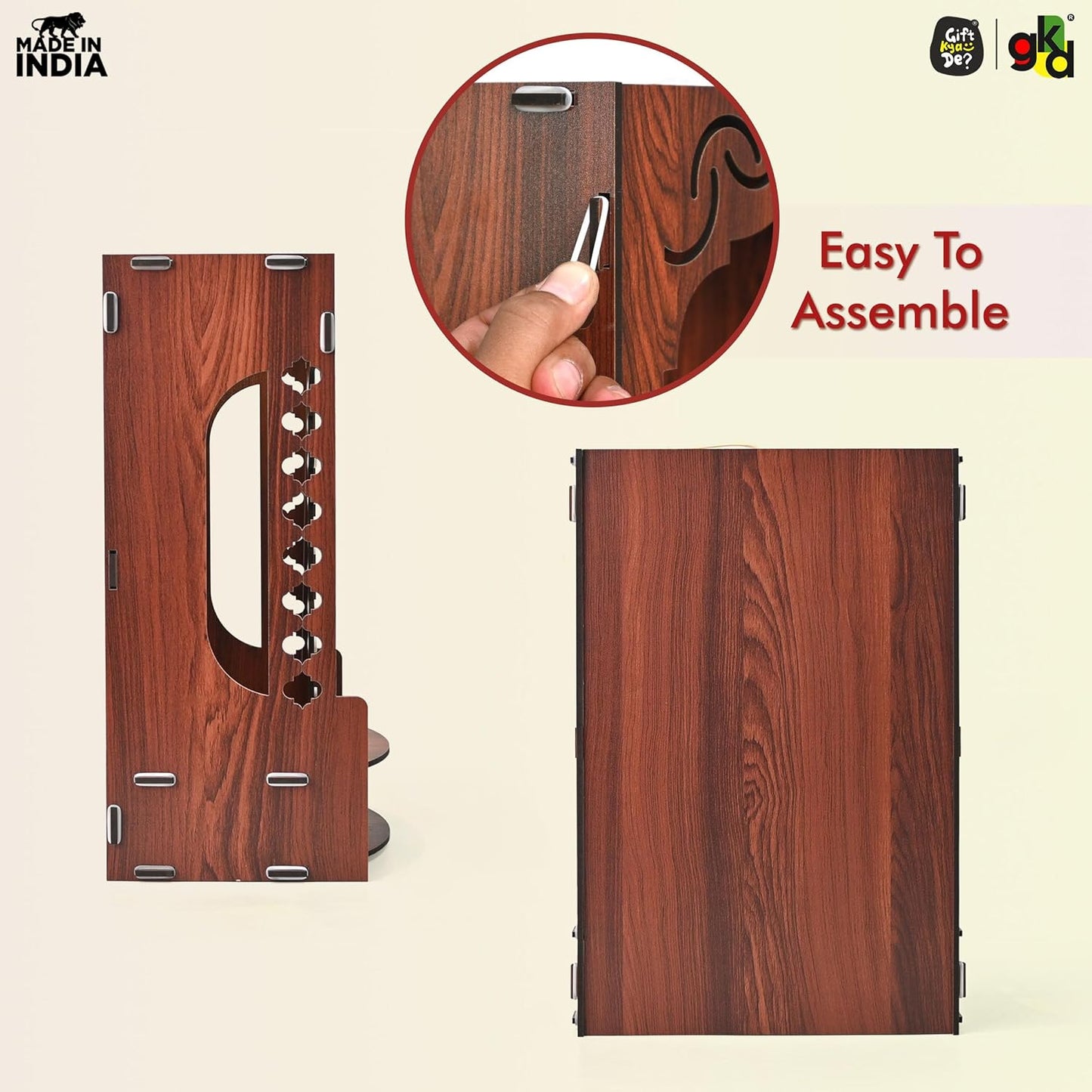 Wooden Temple for Home Wall Mounted with LED Light | Traditional & Modern Pooja Mandir Designs | Easy to Assemble (DIY)