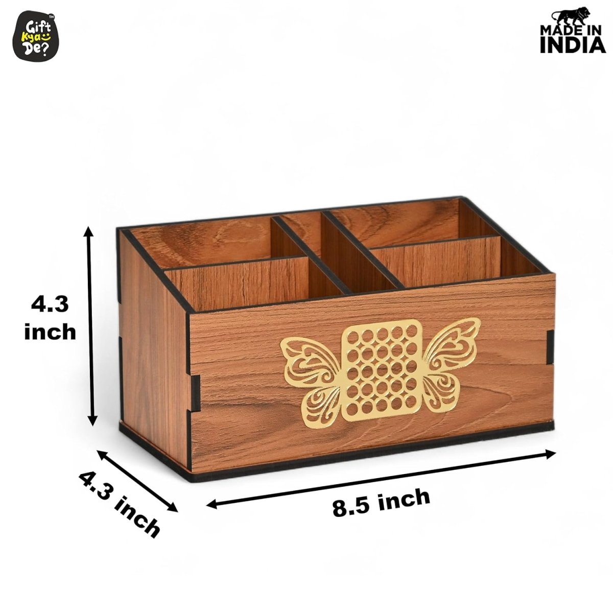 Wooden Remote Stand with 5 Sections | Remote Holder for TV and AC | Stationary Organizer | Ideal for Home and Office