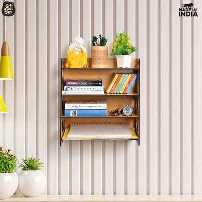 Book Rack 4 Layer Wooden Book Stand for Table | Multipurpose Home Decor Storage Rack & Book Shelf for Wall (DIY)