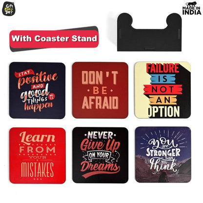Coaster Set of 12 | Wooden Square Coasters with Proper Coaster Stand | Designer Coaster Set
